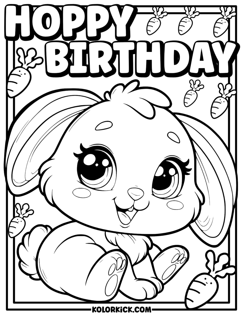 Bunny Birthday Coloring Page