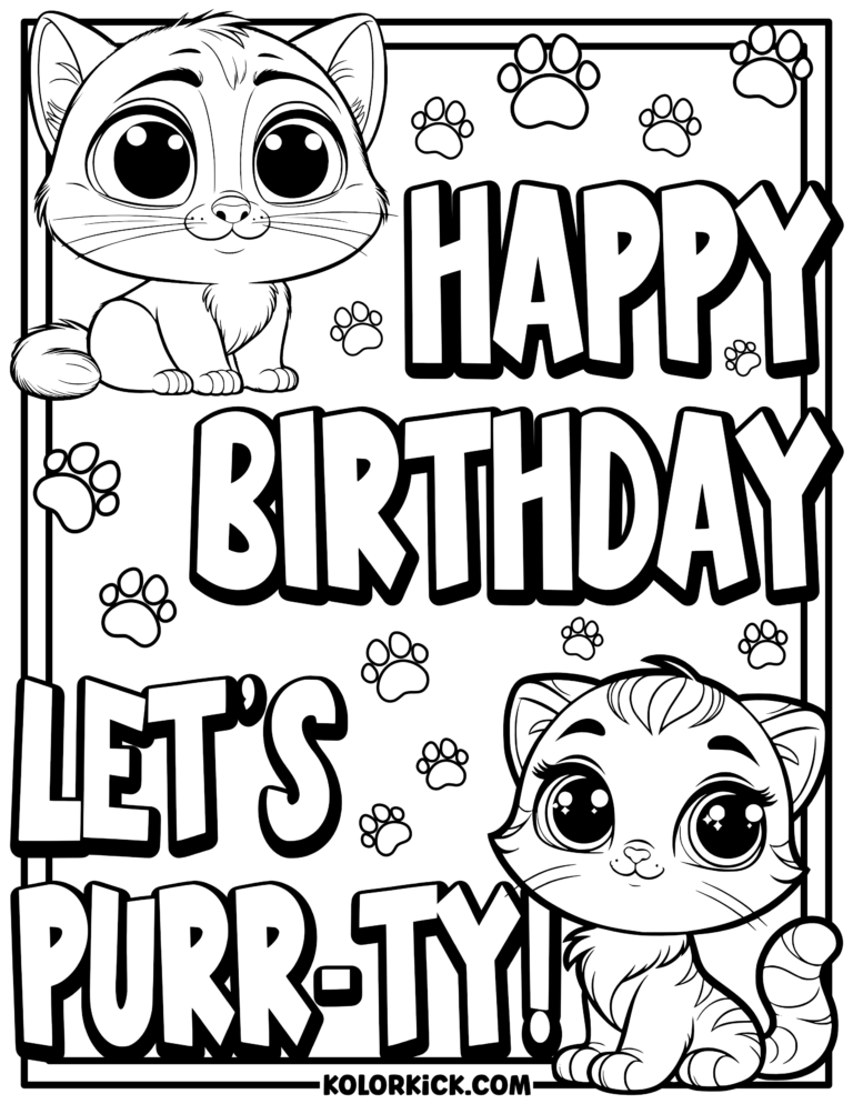 Cute Happy Birthday Coloring Pages - Free Printable PDFs