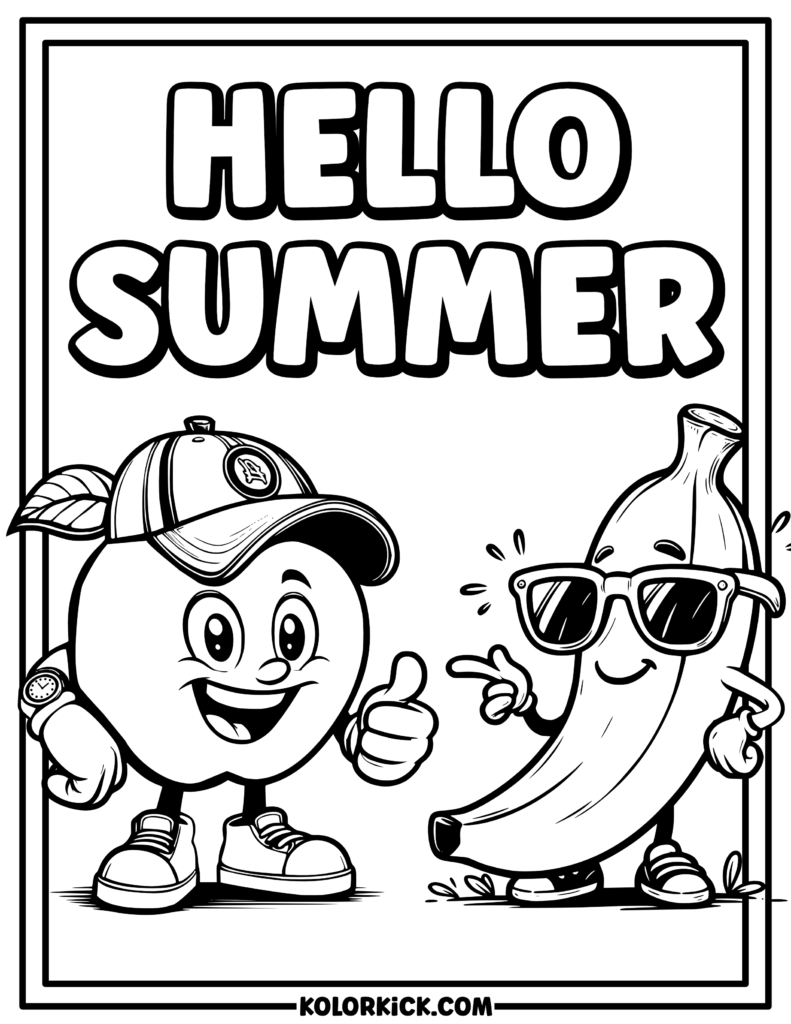 Hello Summer Coloring Page For Kids