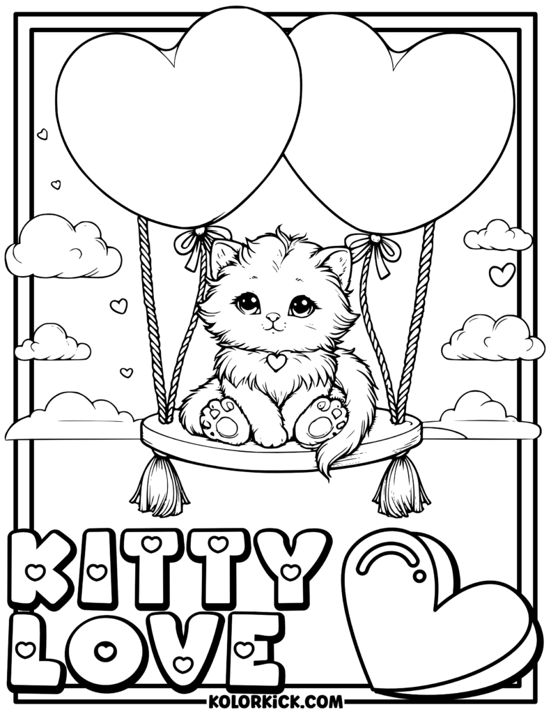 Kitty Love Coloring Page