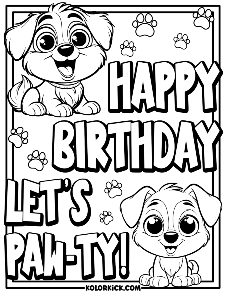 Puppy Dog Birthday Coloring Page