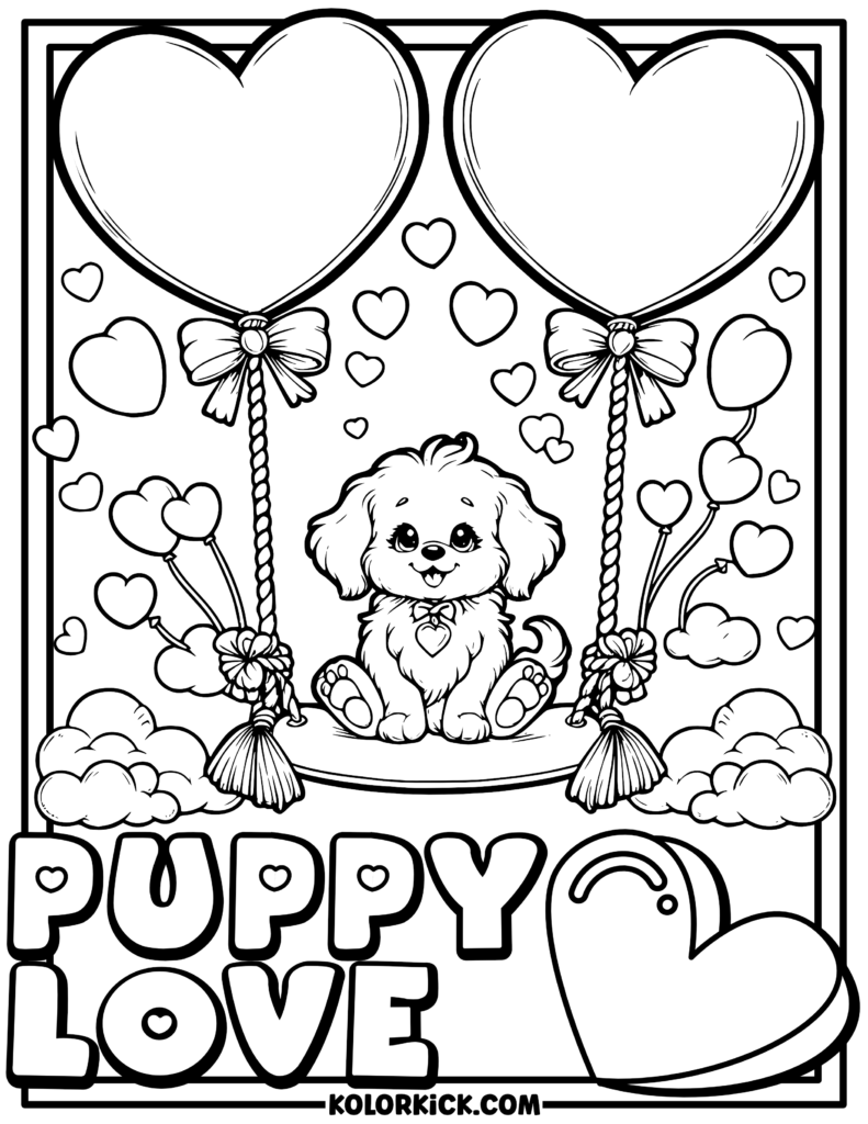 Puppy Love Coloring Page