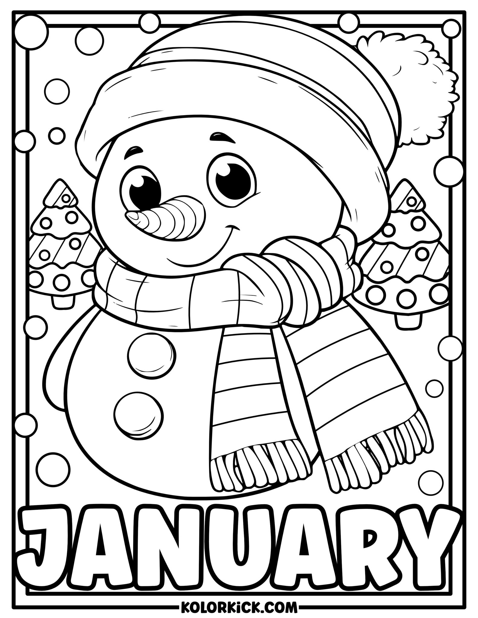 Cute January Coloring Pages - (100% Free Printable PDFs)