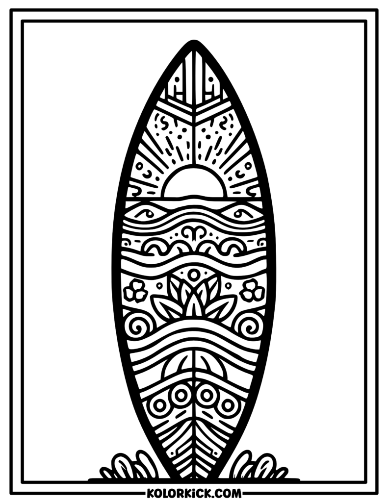 Surfboard Coloring Sheet