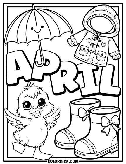 Cute April Coloring Pages - (100% Free Printable PDFs)