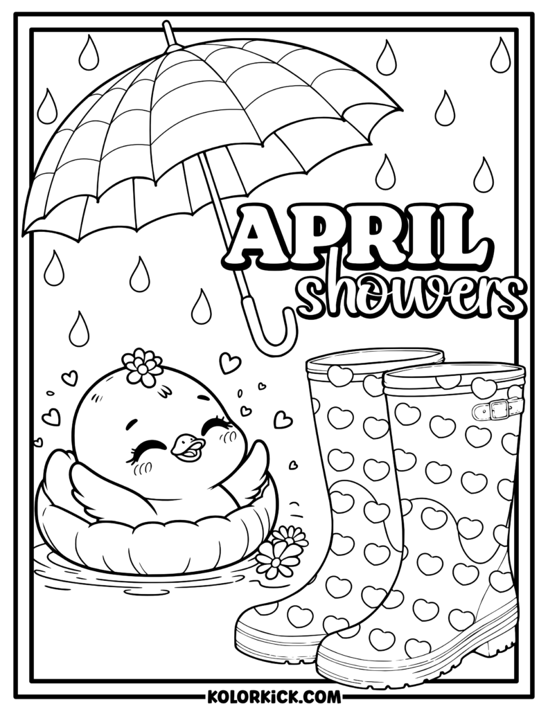 April Showers Coloring Page For Adults