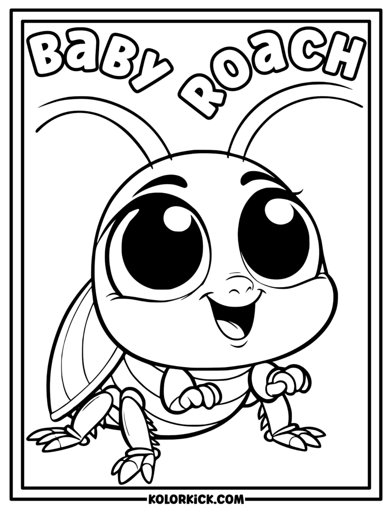 Cute Baby Cockroach Insect Coloring Page