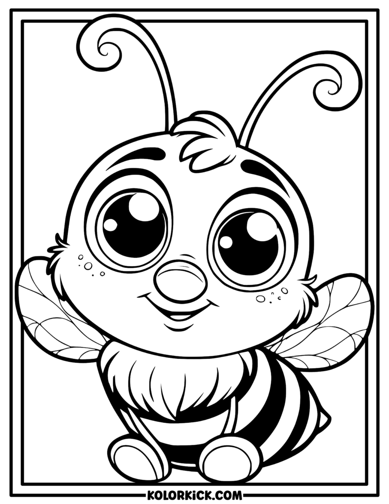 Cute Bee Coloring Page