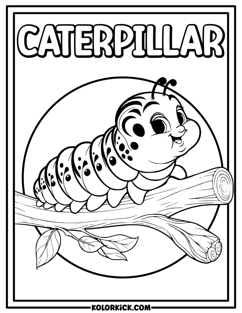 Cute Caterpillar Coloring Page