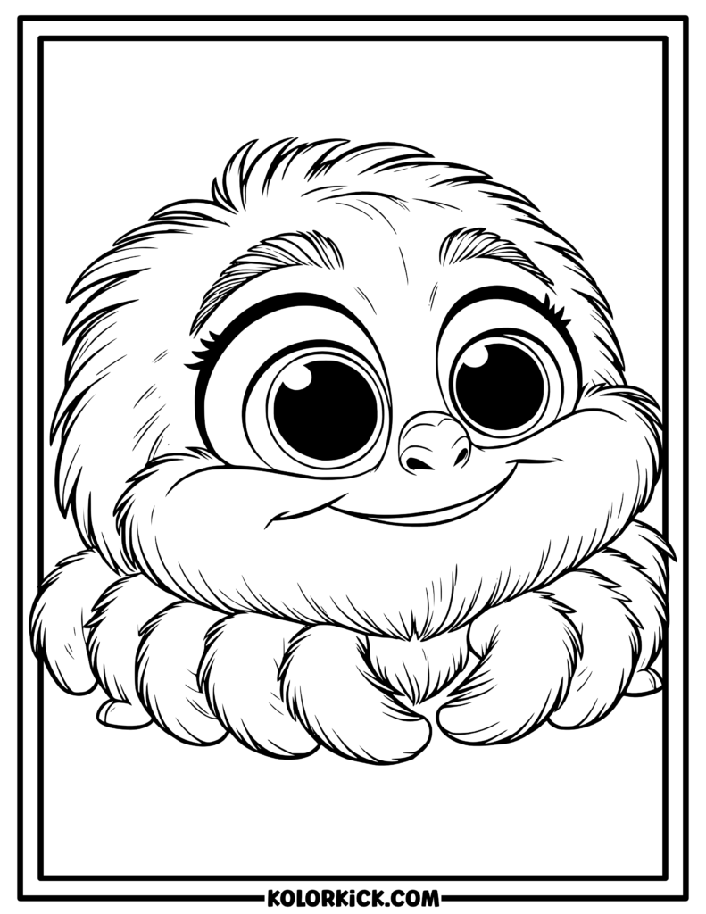 Cute Furry Spider Coloring Page