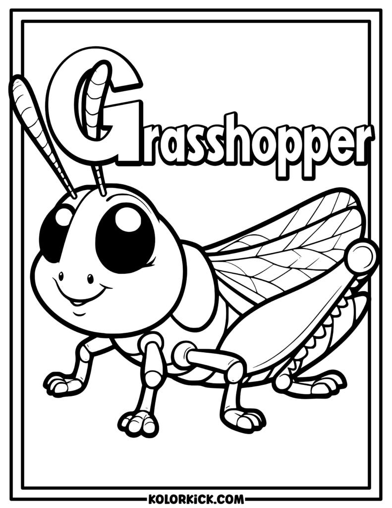 Cute Grasshopper Coloring Page