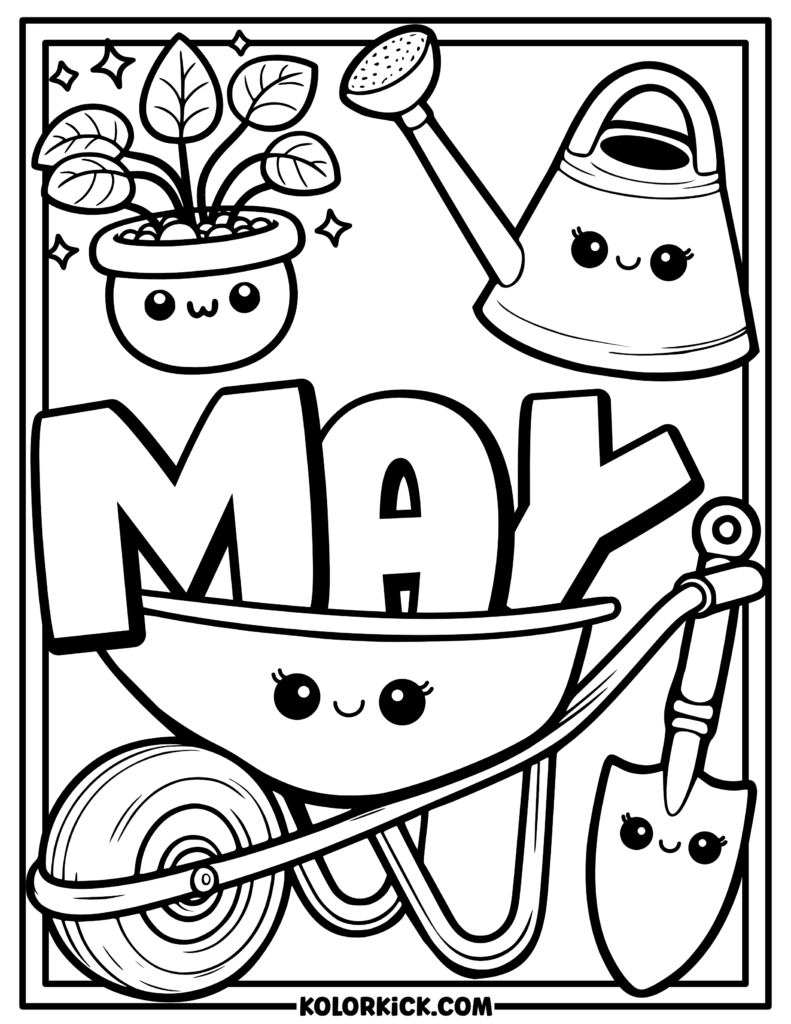 Cute May Coloring Sheet