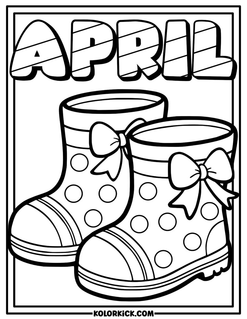 Easy April Coloring Page For Kids