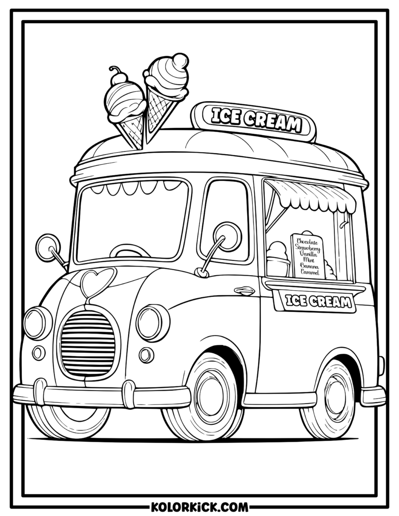 Ice Cream Van Coloring Page