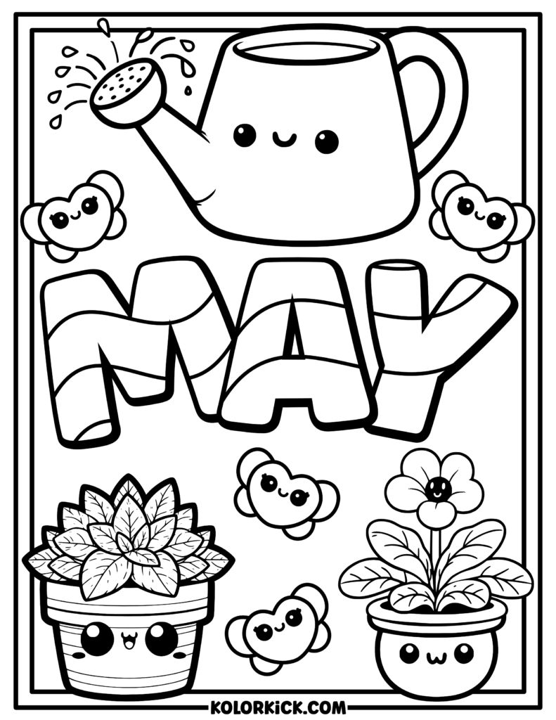 Cute May Coloring Pages - (100% Free Printable PDFs)