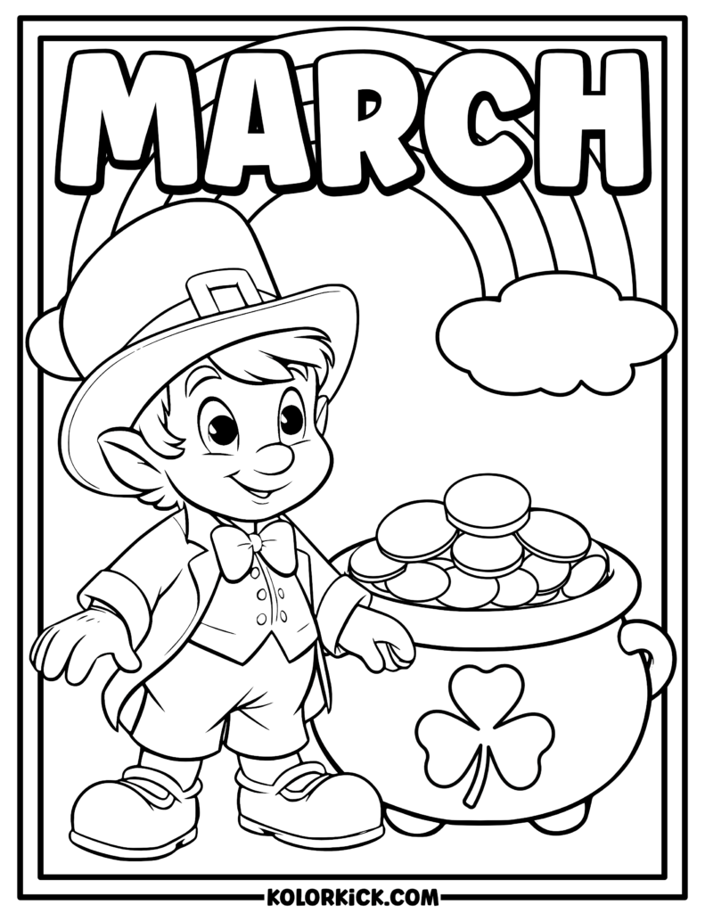 Leprechaun March Coloring Page For Kids