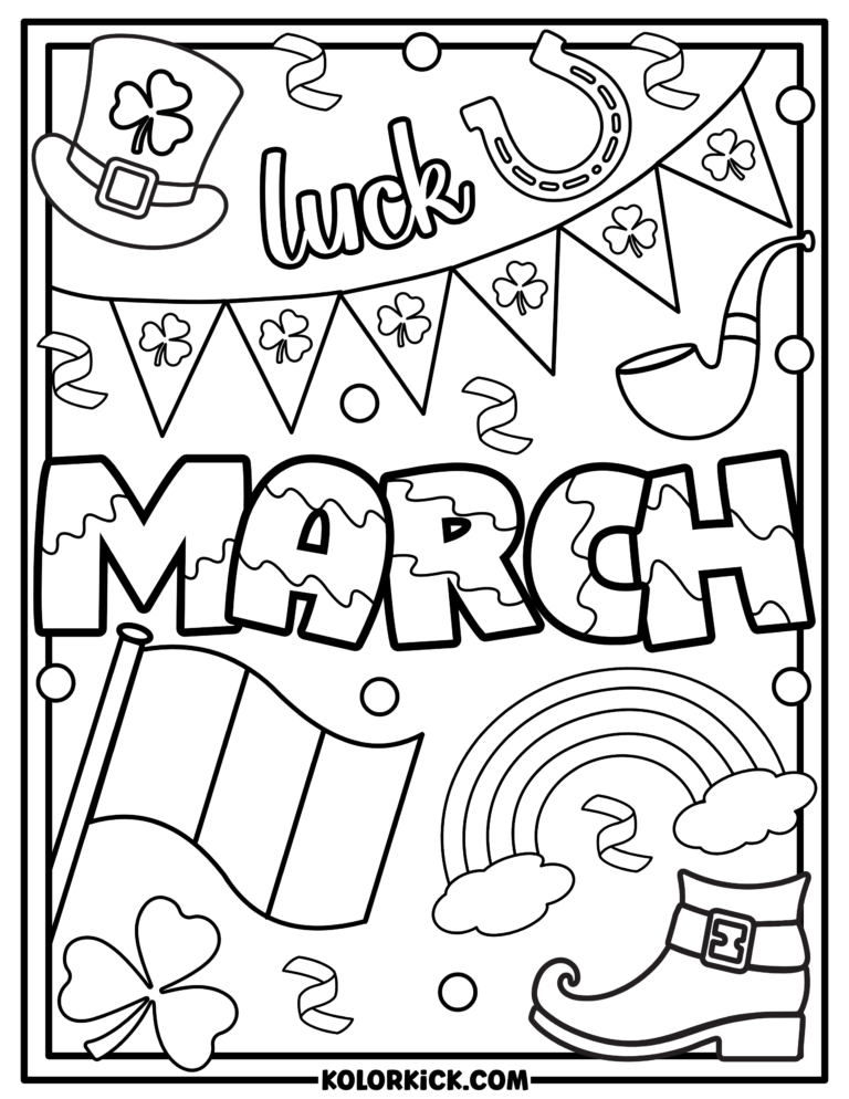 Cute March Coloring Pages - (100% Free Printable PDFs)