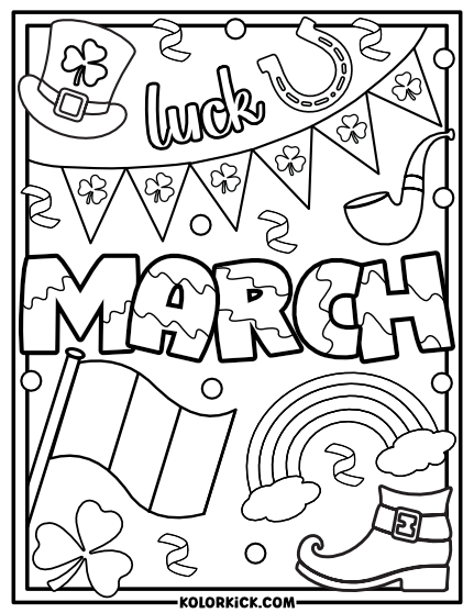 Cute March Coloring Pages - (100% Free Printable PDFs)