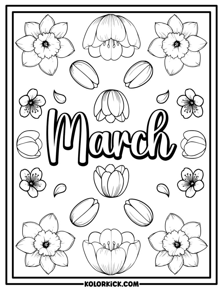 Cute March Coloring Pages - (100% Free Printable PDFs)