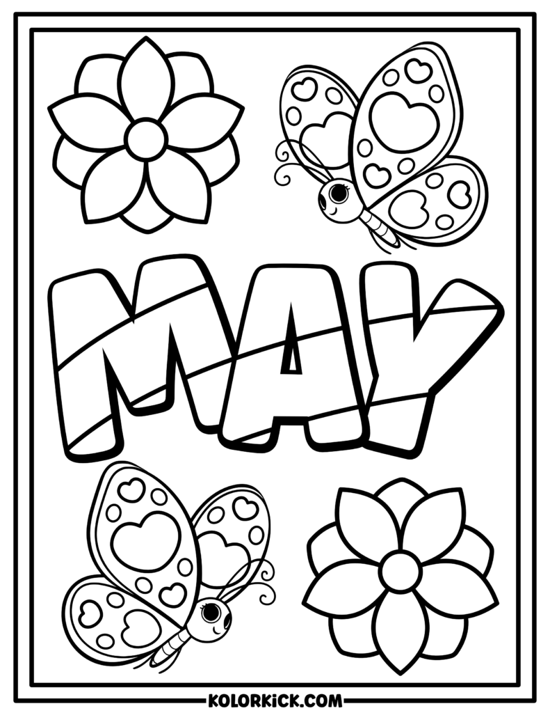 Spring May Coloring Page For Kids