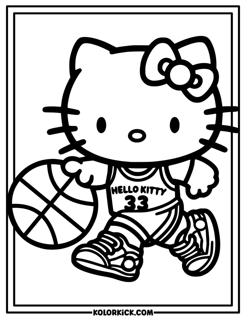 Basketball Hello Kitty Coloring Page