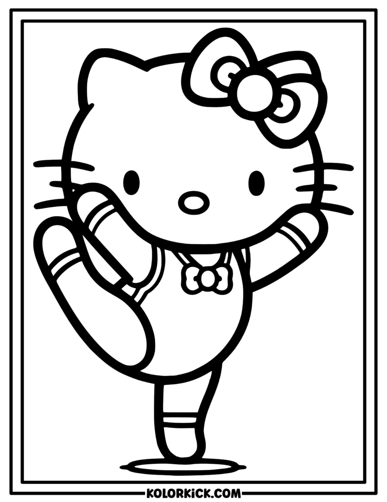 Gymnastics Hello Kitty Coloring Page