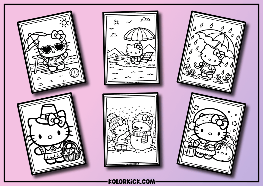 Hello Kitty Seasons Coloring Pages