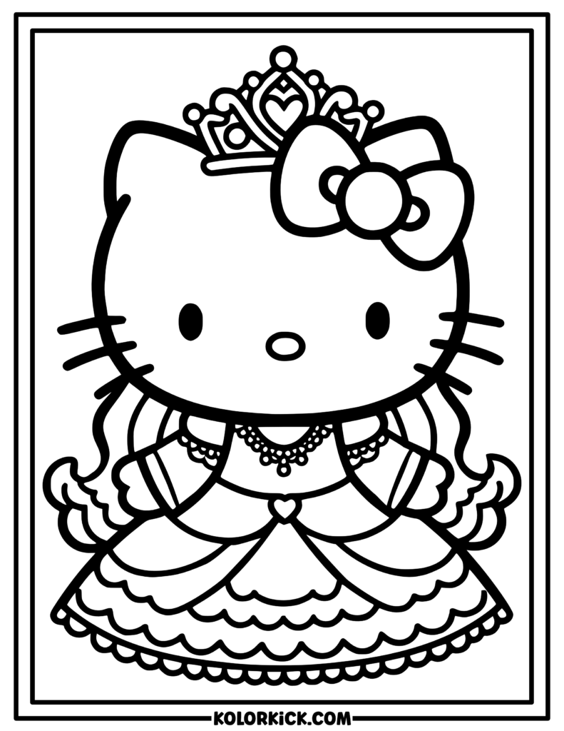 Princess Hello Kitty Coloring Page