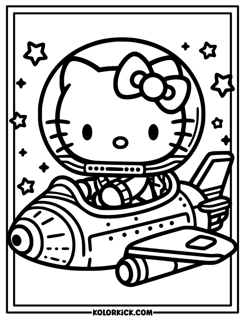 Rocketship Hello Kitty Coloring Book