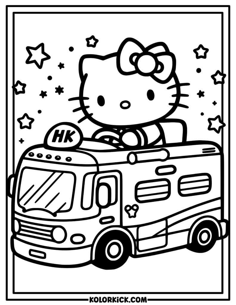 Toy Vehicle Hello Kitty Coloring Page