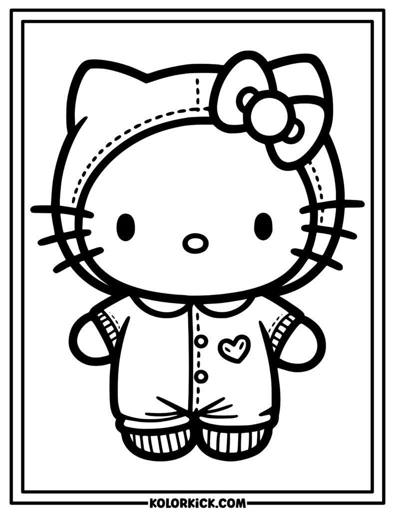 Winter Onsie Hello Kitty Coloring Page