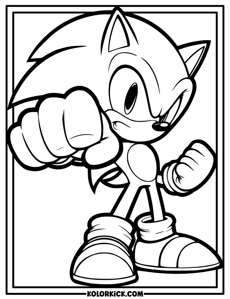 Sonic Coloring Page Fist