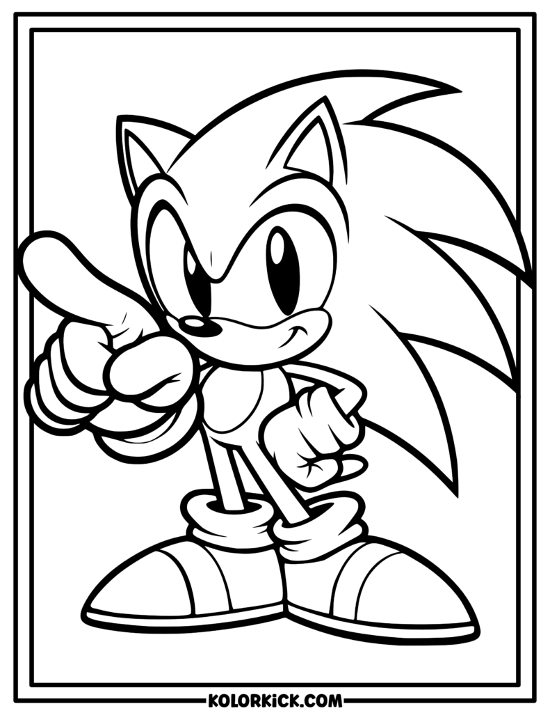 Sonic Coloring Page Pointing Finger