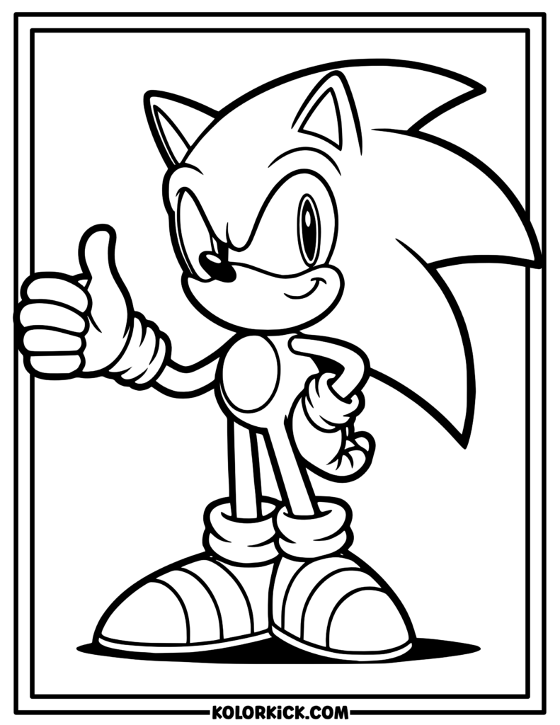 Sonic Coloring Page Thumbs Up